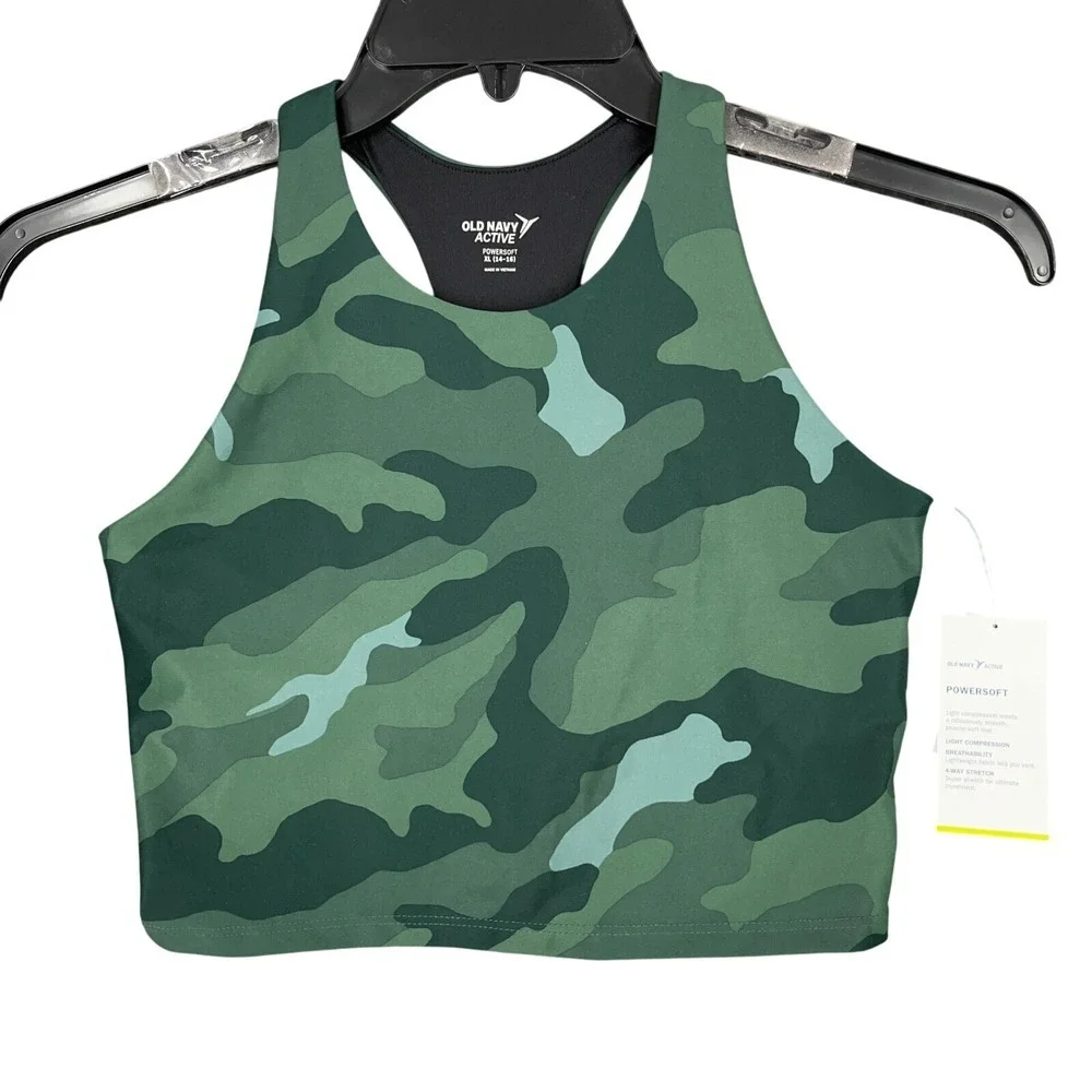 Old Navy Sports Bra Girls XL Camo PowerSoft‎ Longline Athletic Fitness Studio